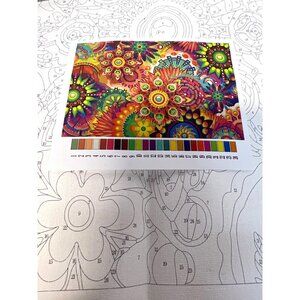 Paint By Numbers Kit -  Canvas Abstract Mandala Design With Brushes & Paints